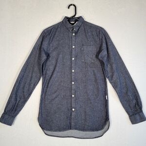 Minimum Glasgow Chambray Button Down Shirt in Dark Blue, Size S
